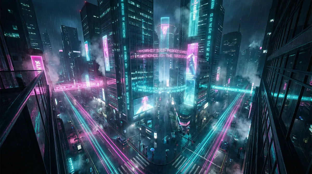 监狱风云在线观看 竖屏短剧平台首页背景 - 赛博朋克都市夜景